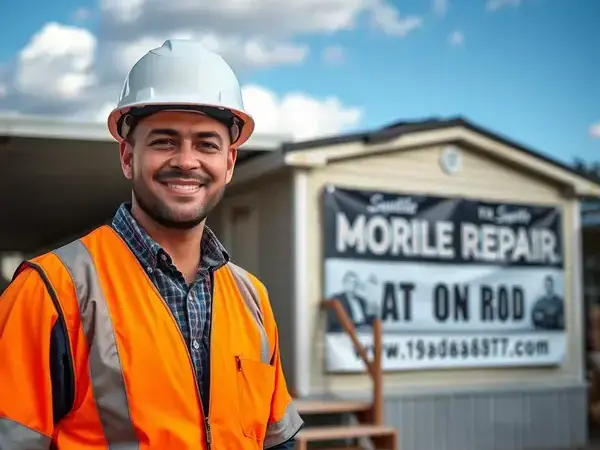 Professional mobile home repair in progress