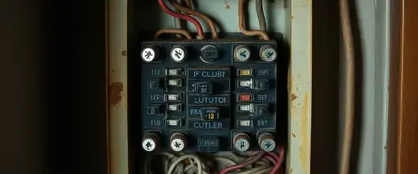 Outdated electrical panel before upgrade