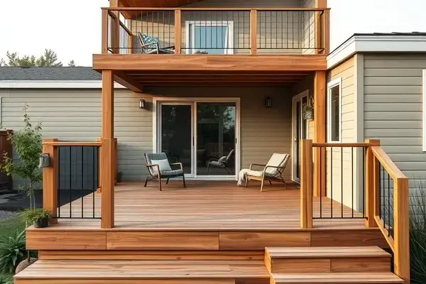 Custom deck construction for mobile home